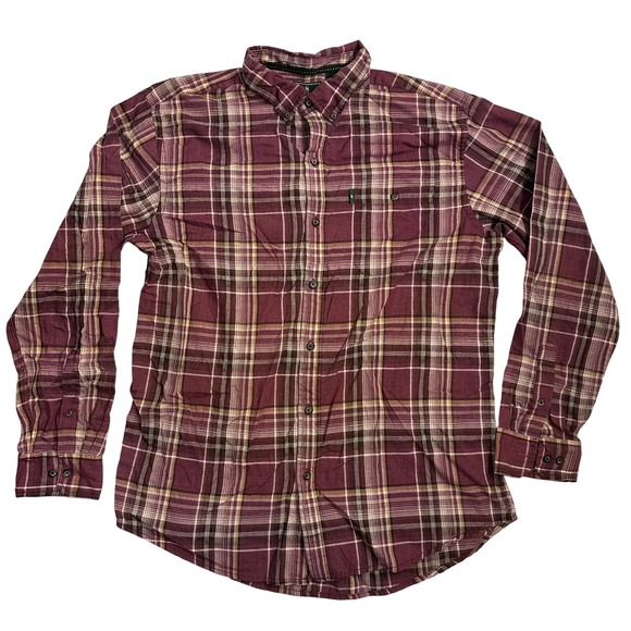 G.H. Bass & Co. Other - G.H. Bass & Co. Mens Large‎ Burgundy Plaid Button Up Long Sleeve Casual Shirt